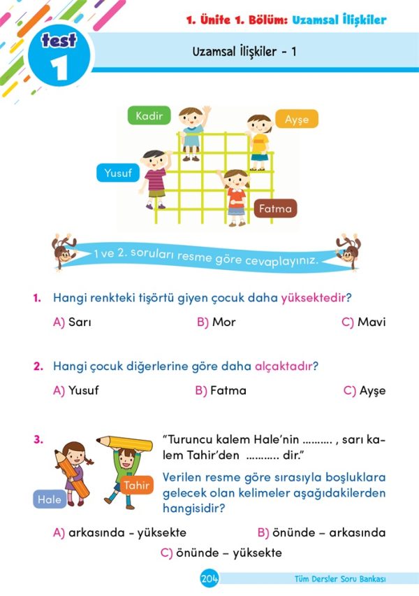 1. Sınıf Tüm Dersler Yeni Nesil Soru Bankası 06 1. Sınıf Tüm Dersler Yeni Nesil Soru Bankası - Görsel 6