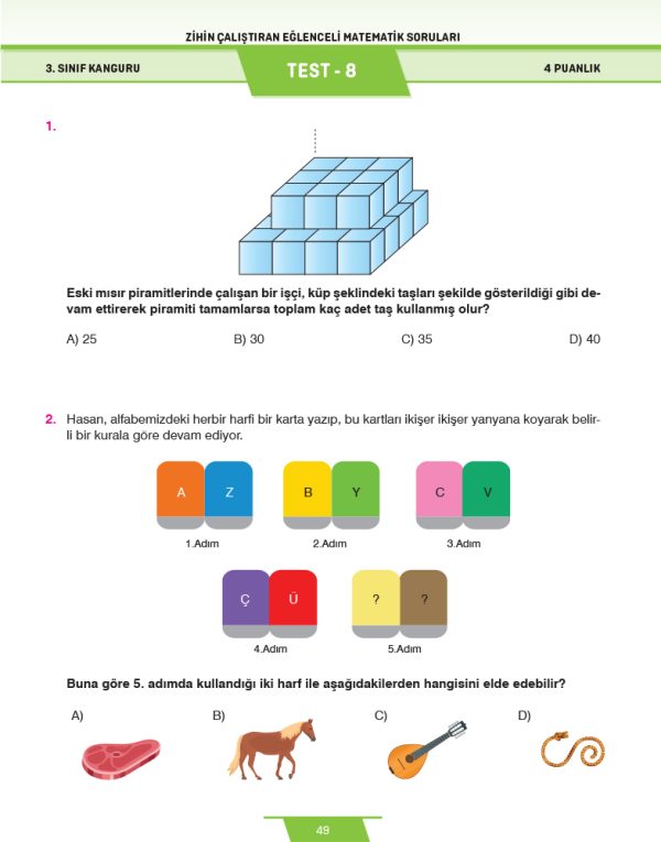 3.-Sınıf-Zihin-Çalıştıran-Eğlenceli-Kanguru-Matematik-Soruları-Syf-49 3. Sınıf Zihin Çalıştıran Eğlenceli Kanguru Matematik Soruları - Görsel 3