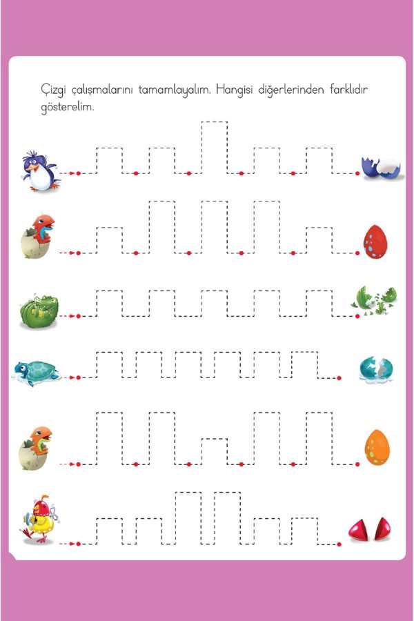 Dikkat Etkinlikleriyle Yazma Öncesi Çizgi Çalışmaları-02 İlkokula Hazırlık Seti – Matematik, Çizgi, Alfabe ve Yazı Defteri - Görsel 11