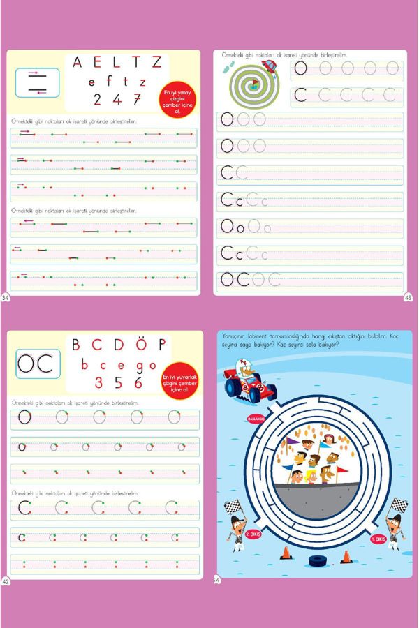 Dikkat Etkinlikleriyle Yazma Öncesi Çizgi Çalışmaları-06 İlkokula Hazırlık Seti – Matematik, Çizgi, Alfabe ve Yazı Defteri - Görsel 13